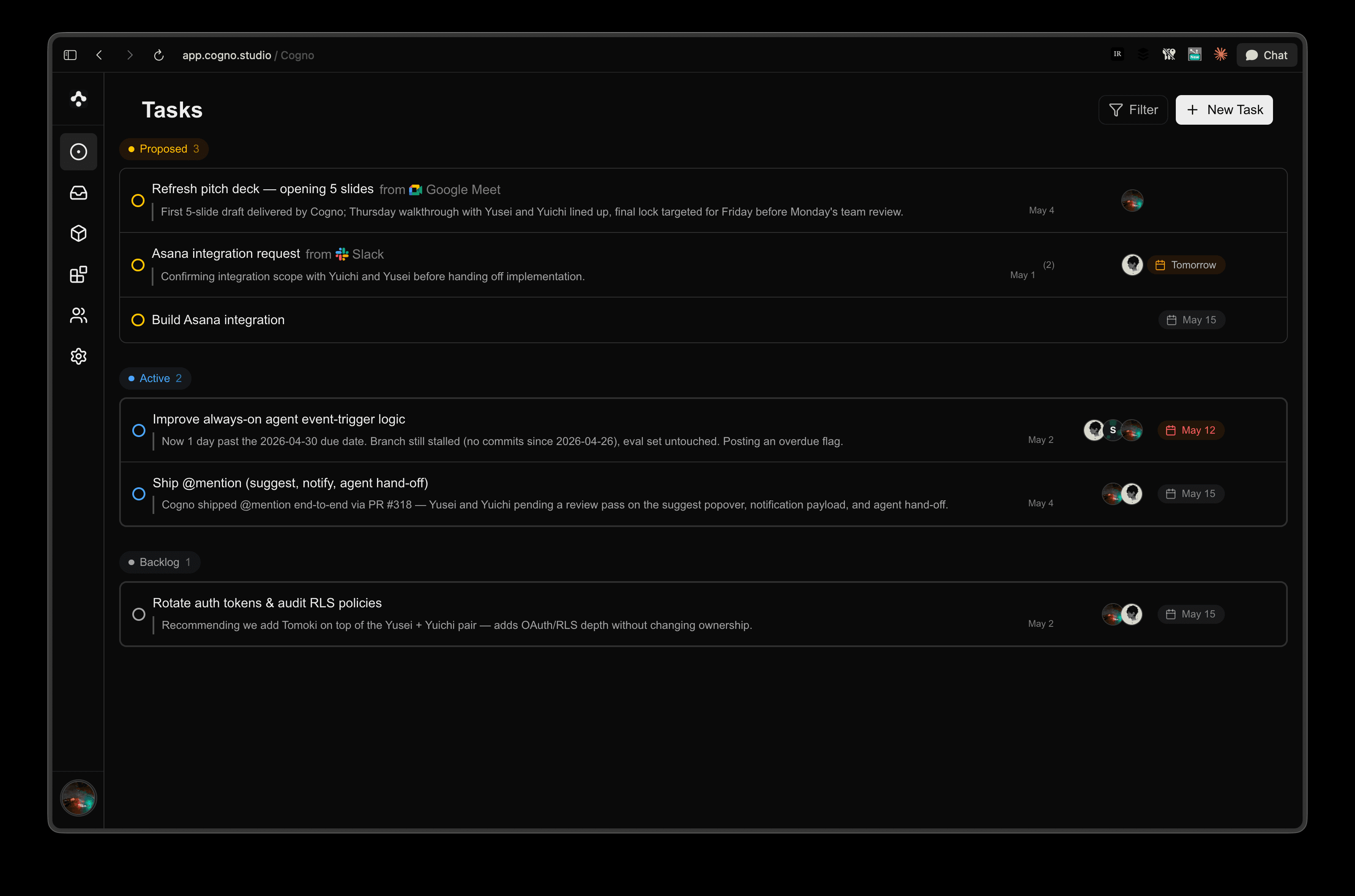 Cogno task management interface