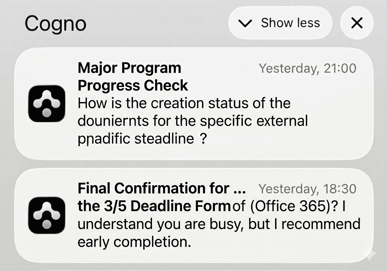Cogno push notifications on a phone lock screen