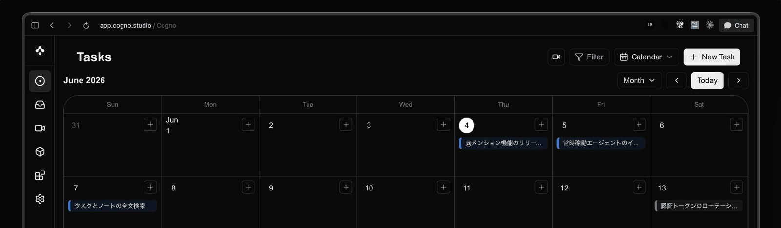 Cogno tasks in Calendar view